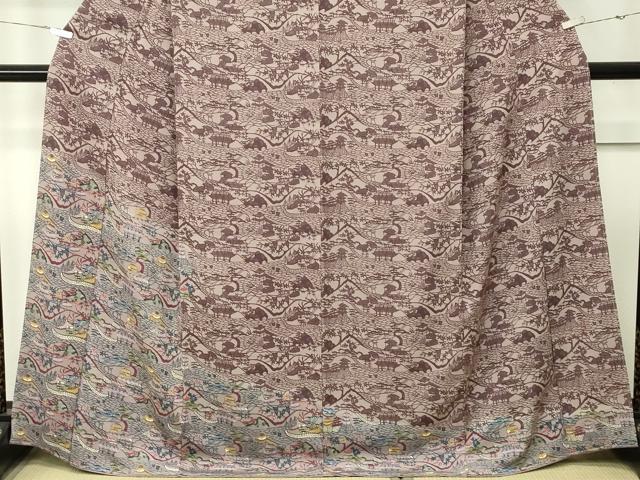 平和屋本店●最高級 城間栄順 本場琉球紅型 訪問着 風景文 三越扱い 逸品 CZAA5770s6 平和屋本店●最高級 城間栄順 本場琉球紅型 訪問着 風景文 三越扱い 逸品 CZAA5770s6