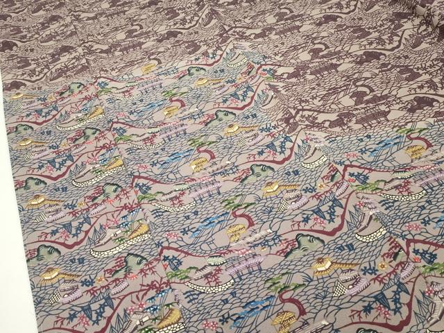 平和屋本店●最高級 城間栄順 本場琉球紅型 訪問着 風景文 三越扱い 逸品 CZAA5770s6 平和屋本店●最高級 城間栄順 本場琉球紅型 訪問着 風景文 三越扱い 逸品 CZAA5770s6