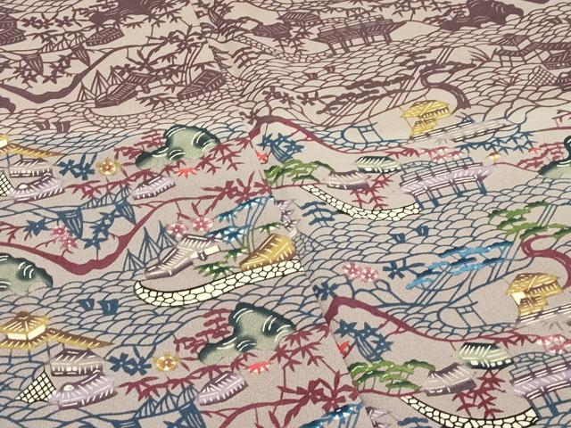平和屋本店●最高級 城間栄順 本場琉球紅型 訪問着 風景文 三越扱い 逸品 CZAA5770s6 平和屋本店●最高級 城間栄順 本場琉球紅型 訪問着 風景文 三越扱い 逸品 CZAA5770s6