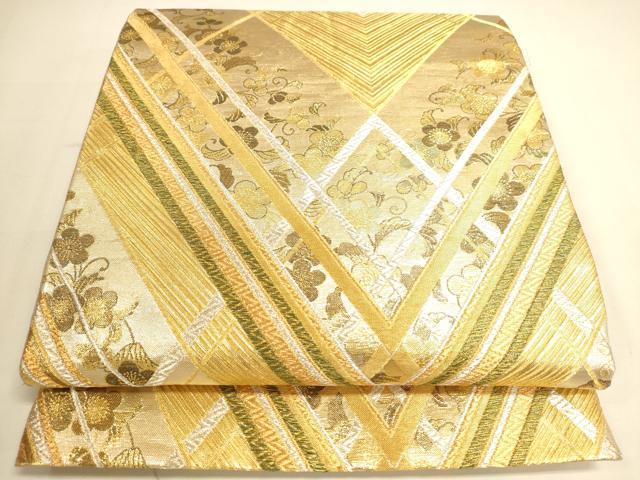 平和屋着物＊夏物 六通柄袋帯 芝文 銀糸 正絹 逸品 未使用