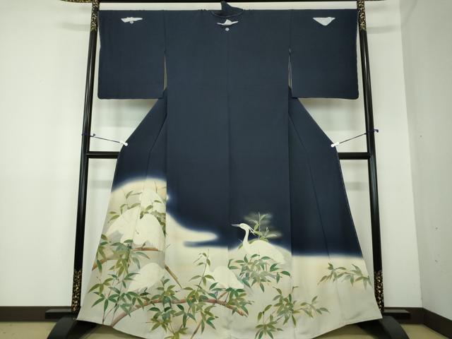 平和屋着物●豪華色留袖　白鷺　笹竹文　褐返色地　暈し染め　金銀彩　正絹　逸品　未使用　DAAI6842ps