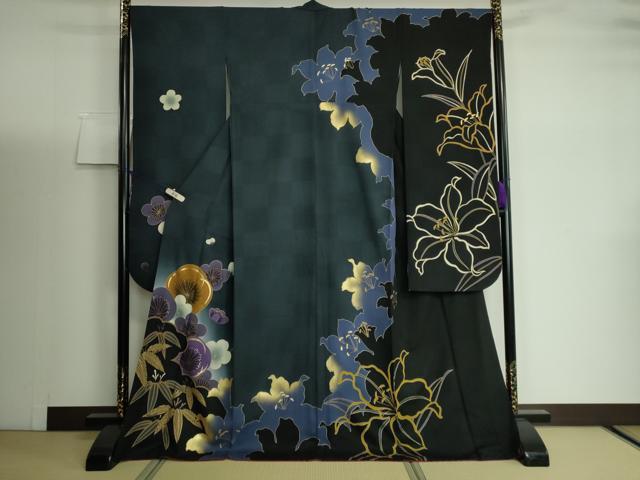 平和屋着物●豪華振袖　舞花文　金彩　正絹　逸品　DAAJ5429ic