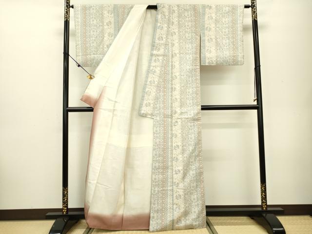 平和屋着物○結城紬 80亀甲 変わり間道 正絹 逸品 AAAZ1937ph