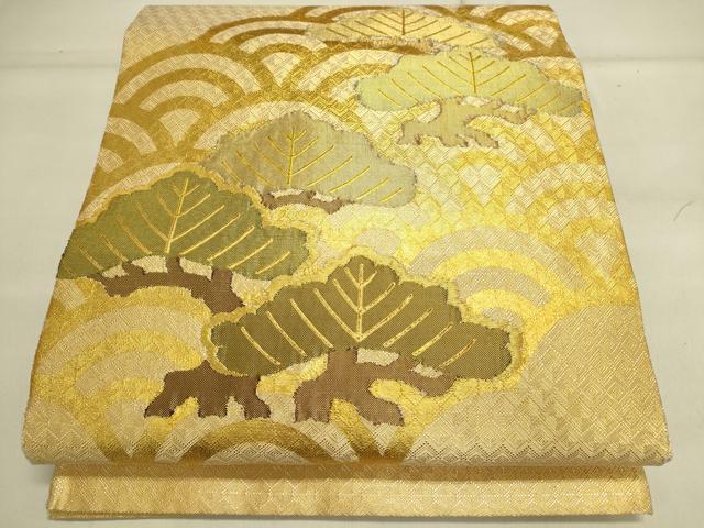 平和屋着物◎九寸名古屋帯　花鳥間道　金糸　逸品　DAAA3597rt