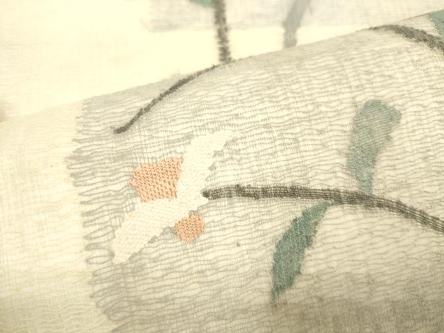 平和屋着物▽九寸名古屋帯　スリーシーズン　春夏秋　すくい織　枝花文　正絹　逸品　DAAL4720tw_3
