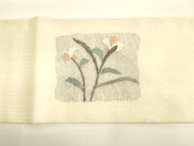 平和屋着物▽九寸名古屋帯　スリーシーズン　春夏秋　すくい織　枝花文　正絹　逸品　DAAL4720tw_4