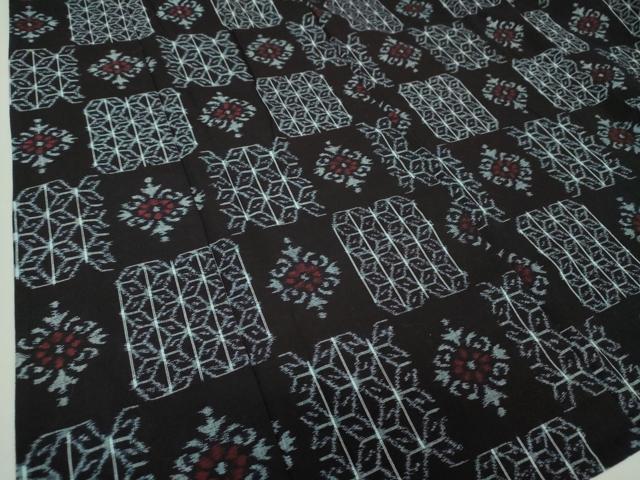 平和屋着物▽久留米絣　単衣　麻の葉文様　花菱文　綿　逸品　DAAL5079ps 平和屋着物▽久留米絣 単衣 麻の葉文様 花菱文 綿 逸品 DAAL5079ps