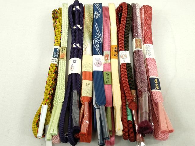 平和屋着物●和装小物　帯締め10本　高麗組　草木染　手ぐみ　京くみひも　金糸　逸品　未使用　DAAM7911qa