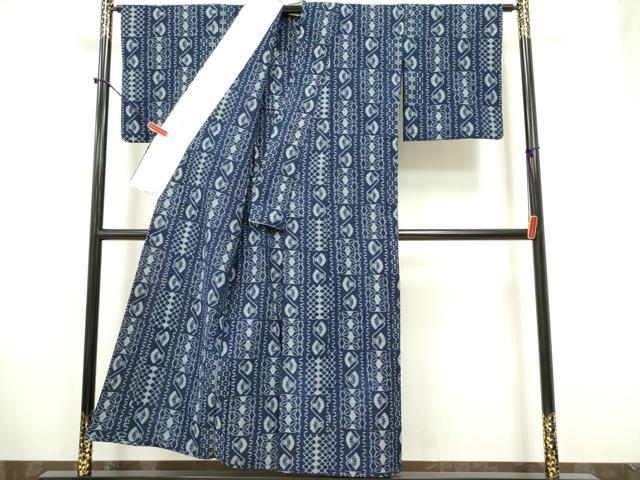 平和屋着物▽久留米絣　単衣　吉祥扇文　綿　逸品　DAAO1620yyy 平和屋着物▽久留米絣 単衣 吉祥扇文 綿 逸品 DAAO1620yyy 平和屋