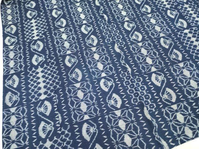 平和屋着物▽久留米絣 単衣 吉祥扇文 綿 逸品 DAAO1620yyy 平和屋