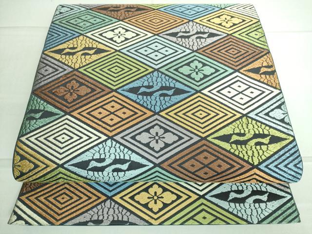 平和屋着物●西陣　川島織物　六通柄　本袋帯　唐織　双鶴菱　正絹　逸品　DAAP1633ic