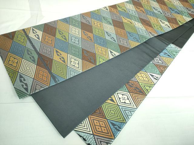 平和屋着物○西陣 川島織物 六通柄 本袋帯 唐織 双鶴菱