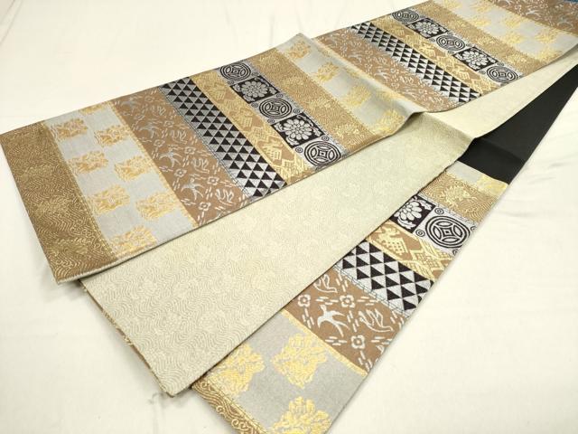 平和屋着物●六通柄袋帯　名物裂　金銀糸　正絹　逸品　DAAP1762ic 平和屋着物○六通柄袋帯 名物裂 金銀糸 正絹 逸品 DAAP1762ic