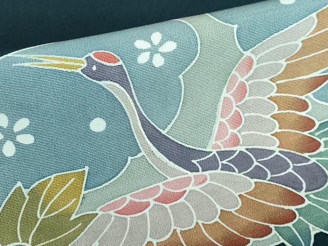 平和屋着物○豪華色留袖 地紙飛鶴花文 正絹 逸品 DAAP1885ic