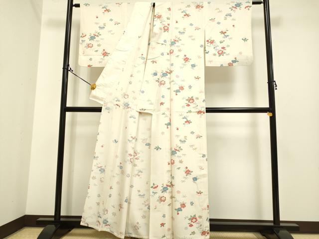 平和屋着物▽上質な小紋 単衣 草花文 正絹 逸品 DAAP7383du 小紋