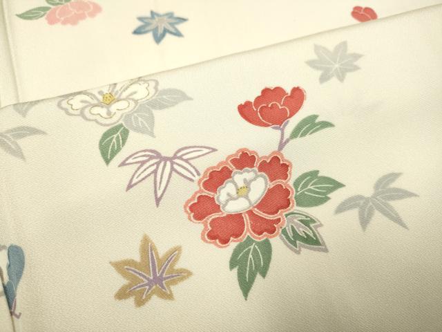 平和屋着物▽上質な小紋 単衣 草花文 正絹 逸品 DAAP7383du 小紋