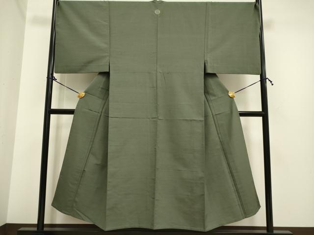 平和屋着物▽男性　紬　単衣　暗い麹塵色　正絹　逸品　DAAP7390du 平和屋着物▽男性 紬 単衣 暗い麹塵色 正絹 逸品 DAAP7390du