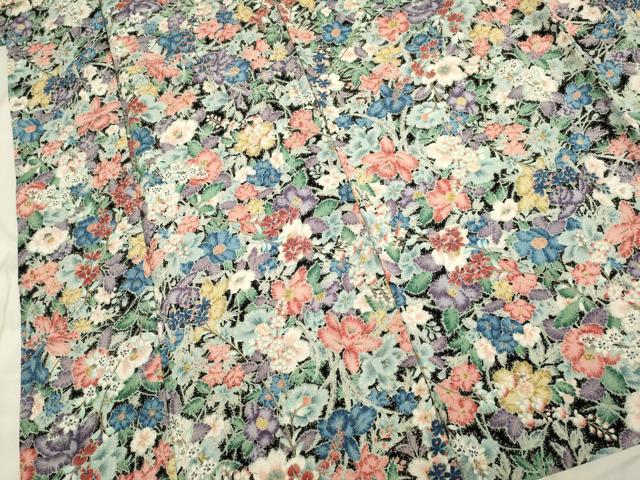 平和屋着物▽上質な小紋 単衣 草花文 金彩 鬼しぼ縮緬 正絹 逸品