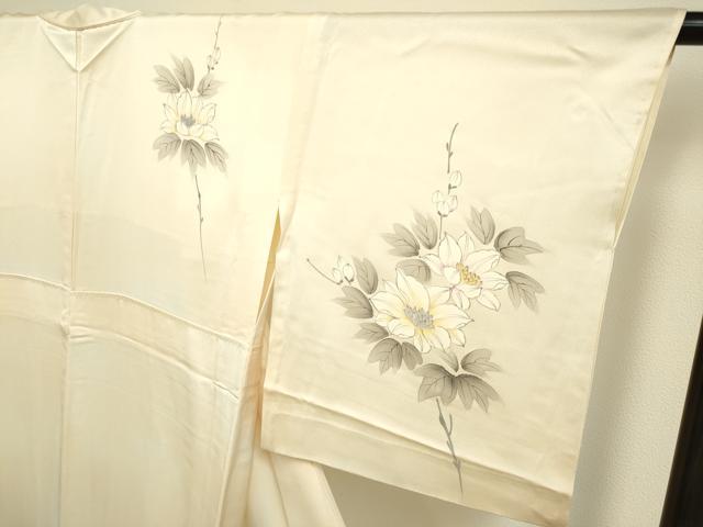 平和屋着物▽訪問着　単衣　手描き　草花文　暈し染め　正絹　逸品　DAAP7407du 平和屋着物▽訪問着 単衣 手描き 草花文 暈し染め 正絹 逸品