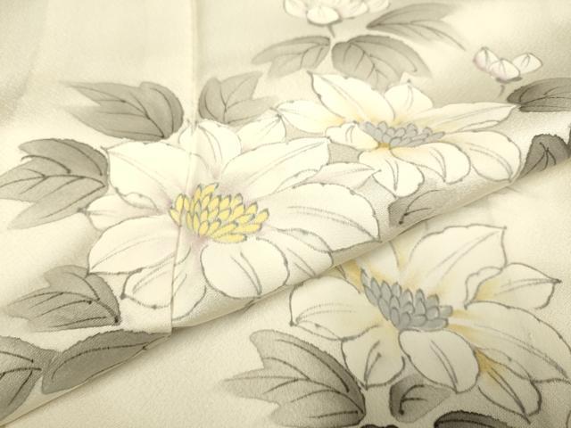 平和屋着物▽訪問着 単衣 草花文 手描き 暈し染め 正絹 逸品