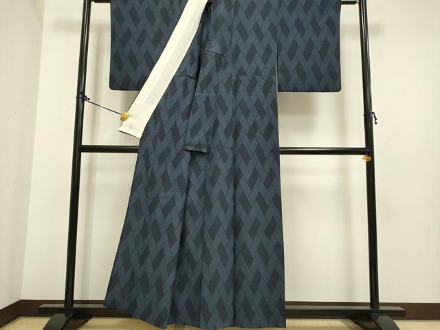 平和屋着物●男性　本塩沢　訪問着　100亀甲　雲取り風景文　正絹　逸品　DAAX4266ps 平和屋着物○男性 本塩沢 訪問着 100亀甲 雲取り風景文 正絹