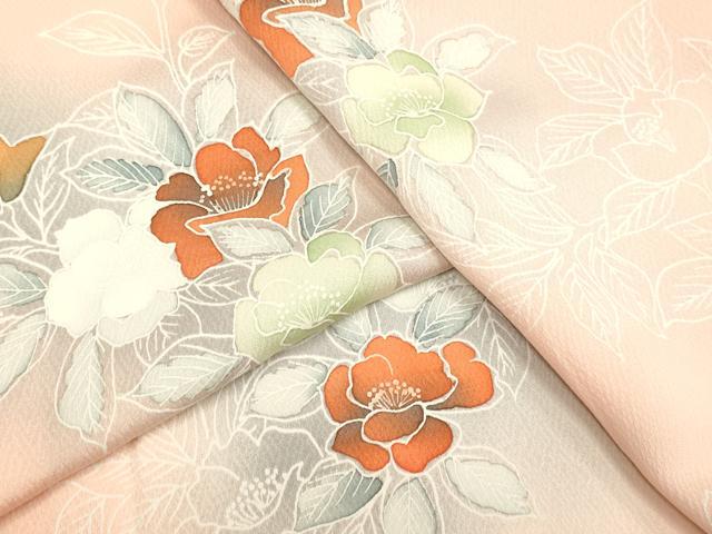 平和屋着物▽上質な小紋 単衣 草花地紋 暈し染め 正絹 逸品