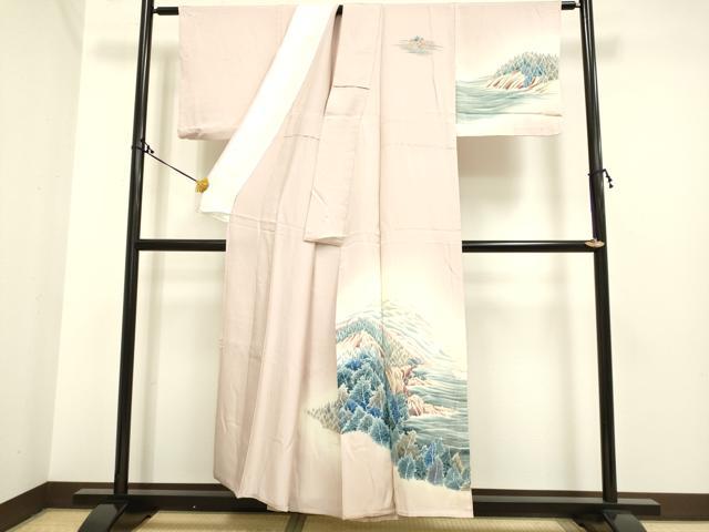 平和屋着物▽訪問着 単衣 手描き 風景文 暈し染め 正絹 逸品 DAAP7423du