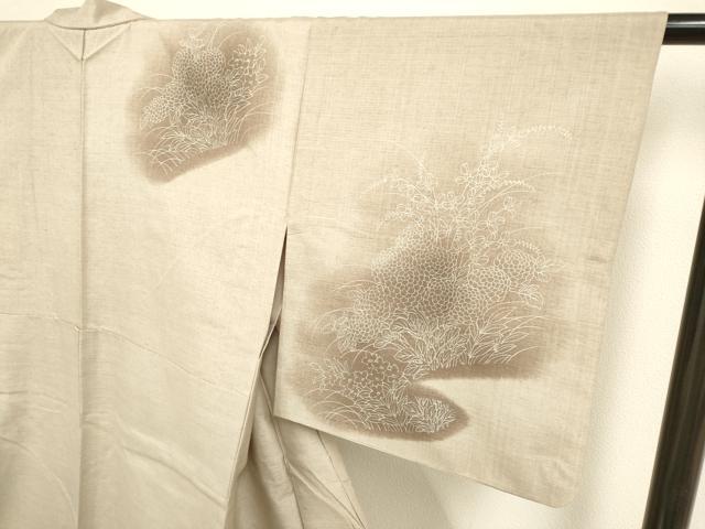 平和屋着物▽訪問着 単衣 紬地 草花文 正絹 逸品 DAAP7429du