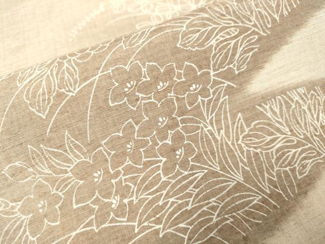 平和屋着物▽訪問着 単衣 紬地 作家物 手描き 草花文 正絹