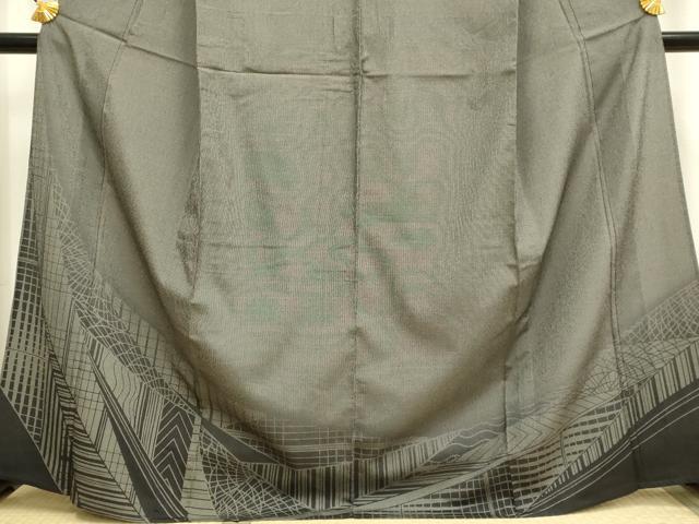 平和屋着物▽本塩沢 単衣 幾何学文様 正絹 逸品 DAAP7438du