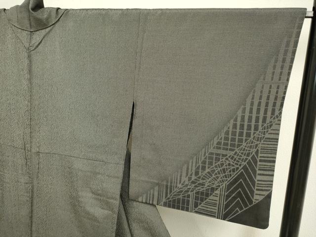 平和屋着物▽本塩沢 単衣 幾何学文様 正絹 逸品 DAAP7438du