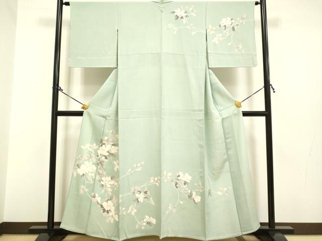 平和屋着物▽訪問着　単衣　友禅　枝花文　正絹　逸品　DAAP7441du
