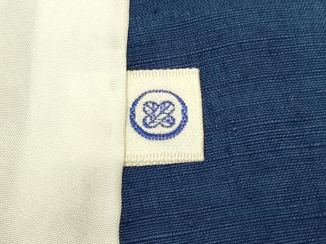 平和屋着物▽訪問着 単衣 藍 紬地 刺繍 草花文 正絹 逸品