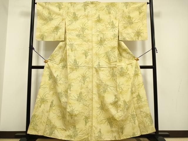 平和屋着物▽上質な紬　単衣　草花文　正絹　逸品　DAAP7450du 平和屋着物▽上質な紬 単衣 草花文 正絹 逸品 DAAP7450du