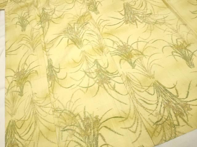 平和屋着物□本場大島紬 流水草花文 正絹 逸品 DAAR4389tw