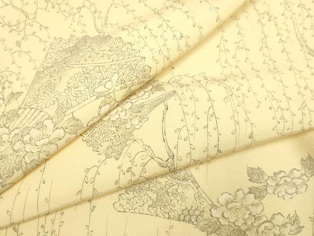 平和屋着物▽上質な小紋　単衣　手描き　枝花文　正絹　逸品　DAAP7453du