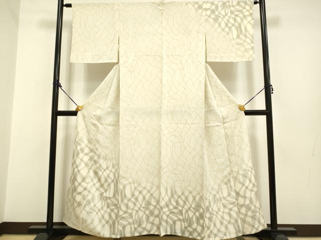 平和屋着物▽訪問着　単衣　変わり格子　金彩　正絹　逸品　DAAP7456du