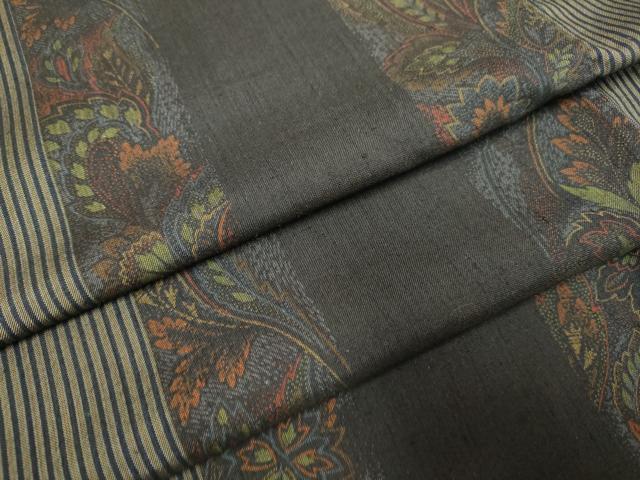 平和屋着物▽上質な紬　単衣　更紗花間道　正絹　逸品　DAAP7467du