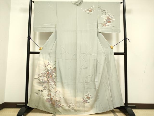 平和屋着物▽上質な小紋 単衣 菱花文 正絹 逸品 DAAV5369az