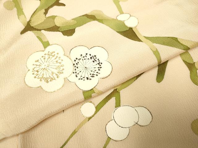 平和屋着物▽上質な小紋 単衣 枝梅花文 鬼しぼ縮緬 正絹