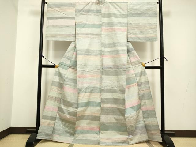 平和屋着物○本場縞大島紬 横段文 大山謹製 証紙付き 正絹 逸品