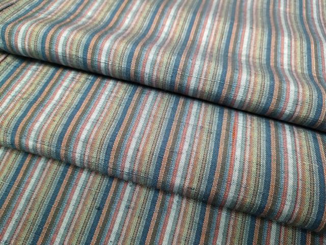 平和屋着物▽上質な紬　単衣　縞　正絹　逸品　DAAP7477du