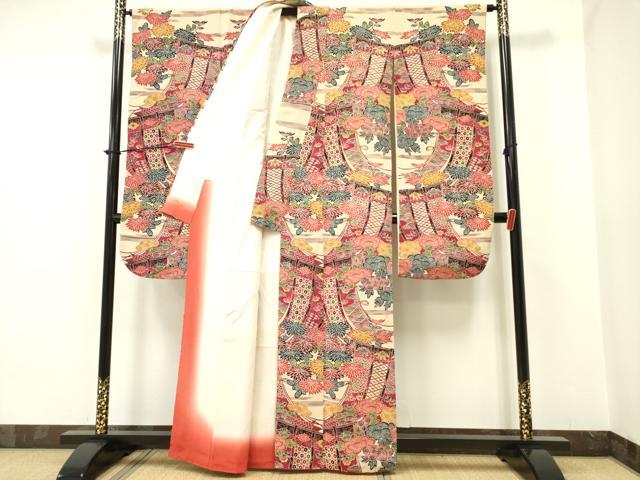 平和屋着物□上質な小紋 舞花文 鬼しぼ縮緬 正絹 逸品 DAAP8387zy 平和