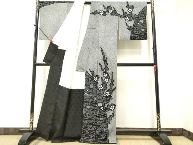 平和屋着物●本場大島紬　草木染　葡萄蔦の葉　夢衣　証紙付き　正絹　逸品　未使用　AAAU0113np 平和屋着物○本場大島紬 草木染 葡萄蔦の葉 夢衣 証紙付き 正絹