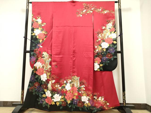 平和屋着物●豪華振袖　御所車花文　暈し染め　金彩　正絹　逸品　DAAP7889yyy