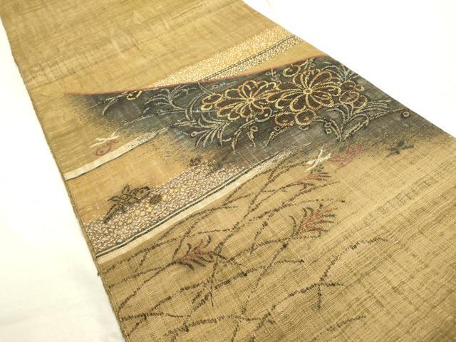 平和屋着物●西陣　老舗　渡文謹製　手織　すくひ　両面　太鼓柄袋帯　薄花文　金糸　正絹　逸品　DAAQ2350fe 平和屋着物○西陣 老舗 渡文謹製 手織 すくひ 両面 太鼓柄袋帯