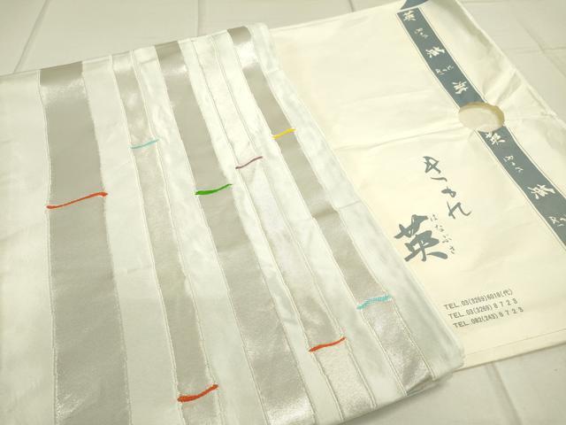 平和屋着物●洗える最高級着物　＜英＞はなぶさ謹製　六通柄京袋帯　竹間道　銀糸　たとう紙付き　DAAQ2370fe