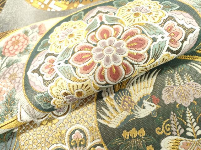 平和屋着物○六通柄袋帯 草花丸文 金銀糸 引箔 正絹 逸品 DAAV6020ps