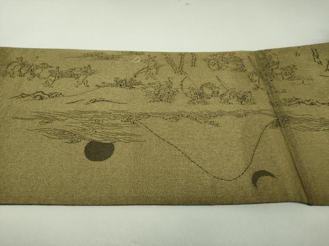平和屋着物○両面 太鼓柄袋帯 鳥獣戯画 金糸 正絹 逸品 DAAQ2690ps