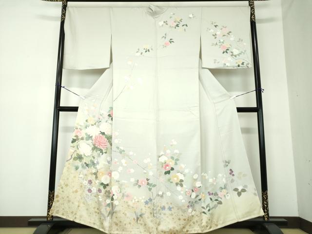 平和屋着物●訪問着　吉祥花文　乱菊　暈し染め　金彩　正絹　逸品　DAAQ2788ps